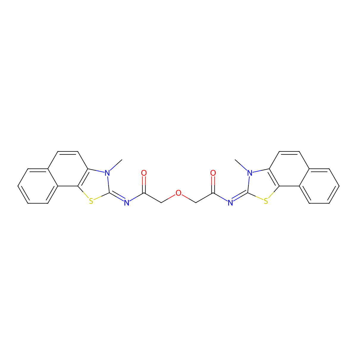 N-(3-methylbenzo[g][1,3]benzothiazol-2-ylidene)-2-[2-[(3-methylbenzo[g][1,3]benzothiazol-2-ylidene)amino]-2-oxoethoxy]acetamide molecular structure, CAS 477504-52-2