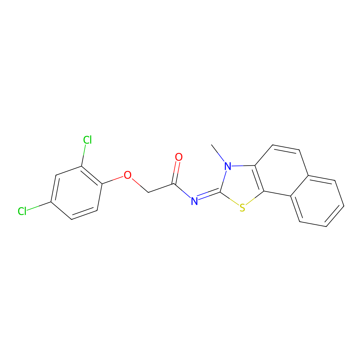 (E)-2-(2,4-dichlorophenoxy)-N-(3-methylnaphtho[2,1-d]thiazol-2(3H)-ylidene)acetamide molecular structure, CAS 477504-61-3