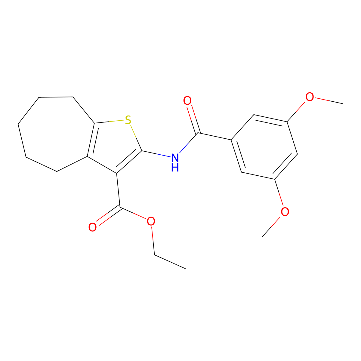 Ethyl 2-(3,5-dimethoxybenzamido)-4H,5H,6H,7H,8H-cyclohepta[B]thiophene-3-carboxylate molecular structure, CAS 477504-66-8