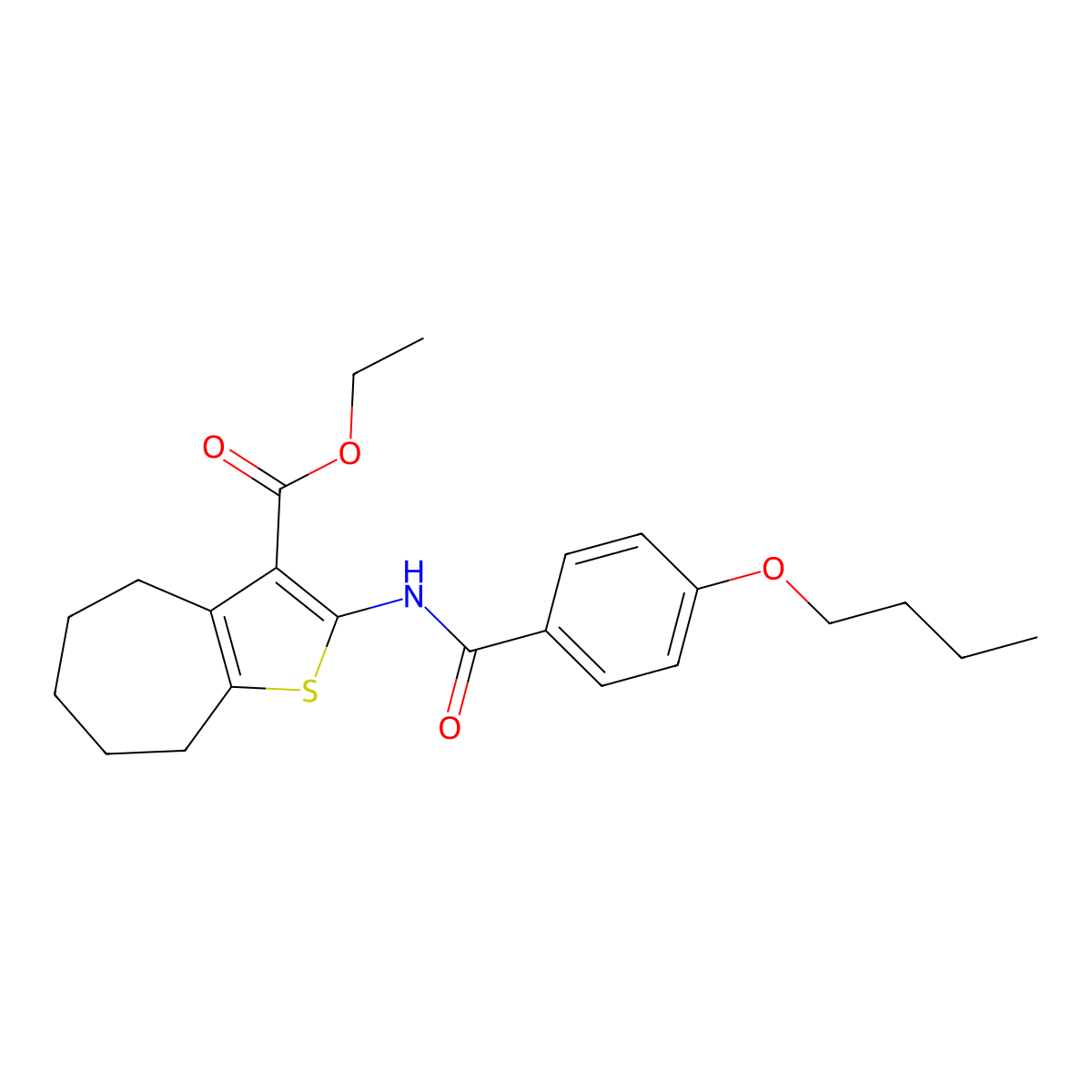 Ethyl 2-(4-butoxybenzamido)-4H,5H,6H,7H,8H-cyclohepta[B]thiophene-3-carboxylate molecular structure, CAS 477504-71-5