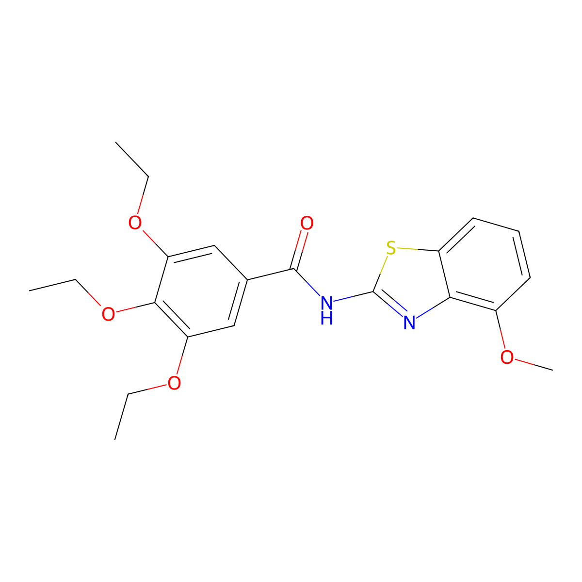 3,4,5-triethoxy-N-(4-methoxy-1,3-benzothiazol-2-yl)benzamide molecular structure, CAS 477505-08-1