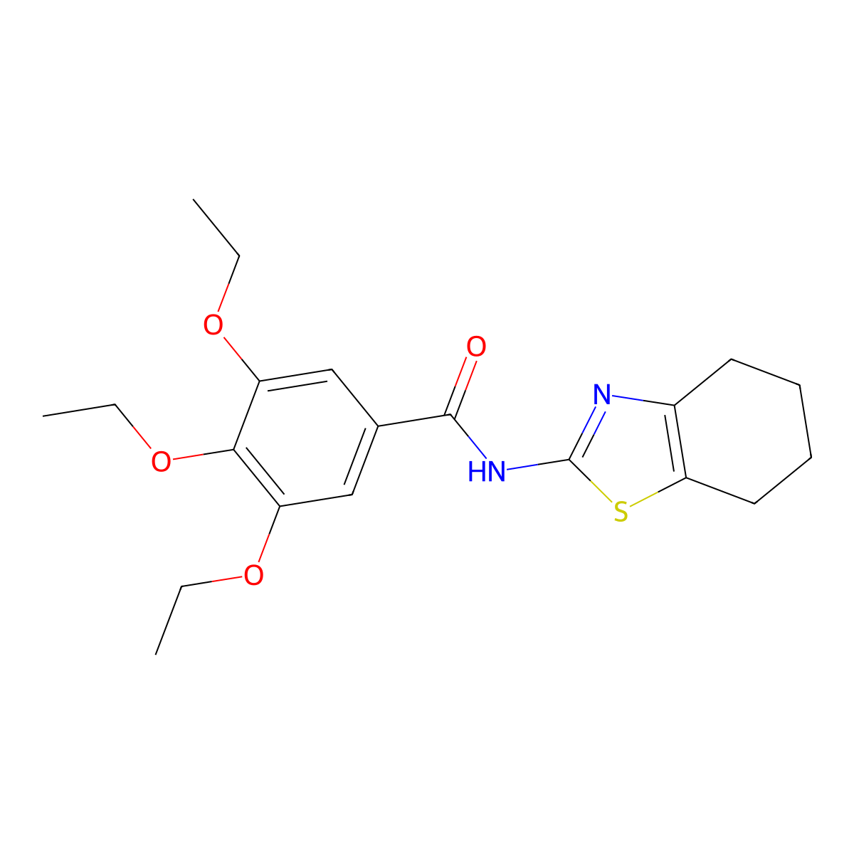 3,4,5-triethoxy-N-(4,5,6,7-tetrahydro-1,3-benzothiazol-2-yl)benzamide molecular structure, CAS 477505-72-9