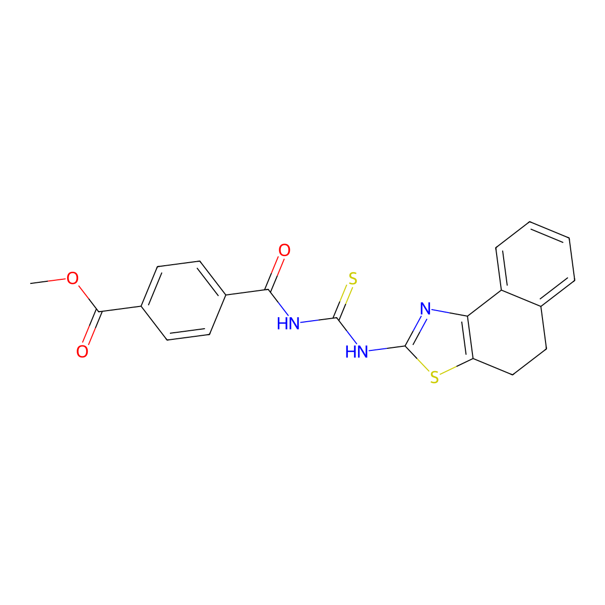 Methyl 4-(((4,5-dihydronaphtho[1,2-d]thiazol-2-yl)carbamothioyl)carbamoyl)benzoate molecular structure, CAS 477506-28-8