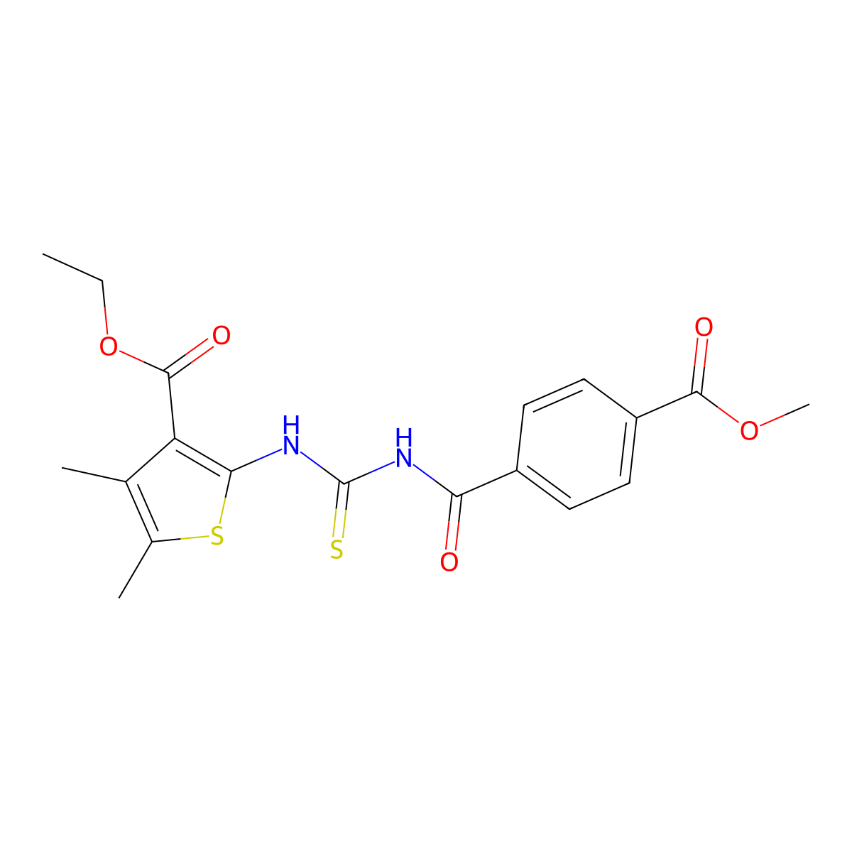 Ethyl 2-[({[4-(methoxycarbonyl)phenyl]formamido}methanethioyl)amino]-4,5-dimethylthiophene-3-carboxylate molecular structure, CAS 477509-32-3