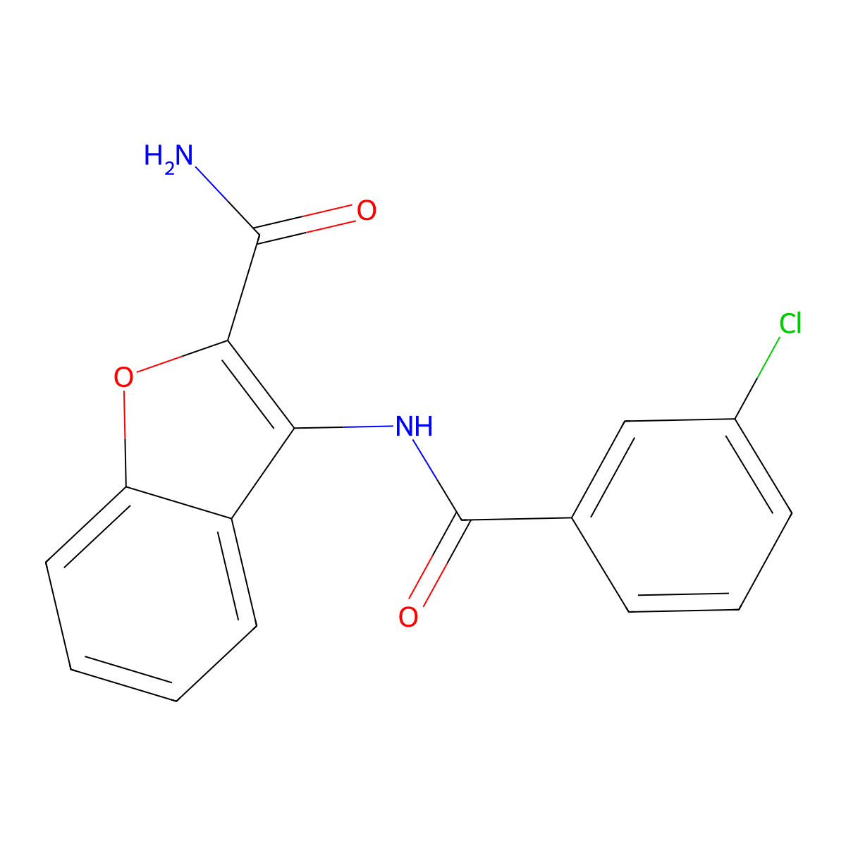 3-(3-Chlorobenzamido)benzofuran-2-carboxamide molecular structure, CAS 477510-87-5
