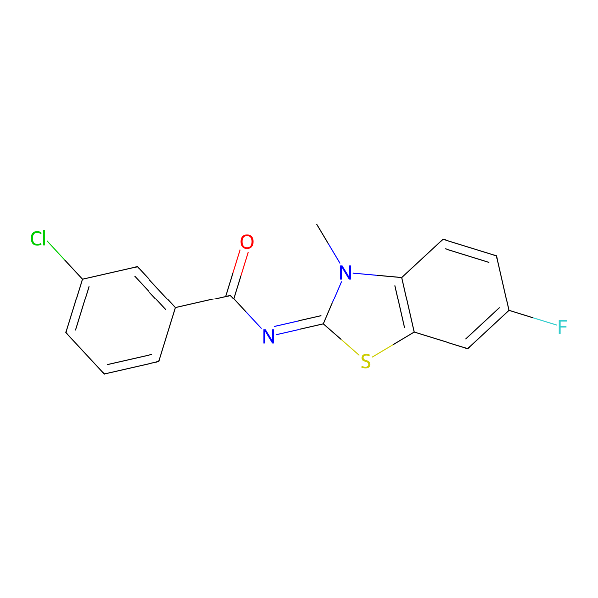 3-chloro-N-(6-fluoro-3-methyl-1,3-benzothiazol-2-ylidene)benzamide molecular structure, CAS 477510-88-6
