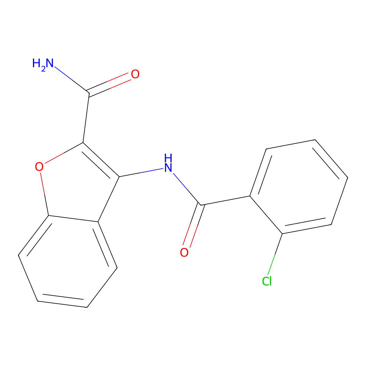 3-(2-Chlorobenzamido)benzofuran-2-carboxamide molecular structure, CAS 477510-89-7