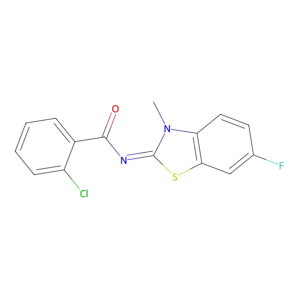 (E)-2-chloro-N-(6-fluoro-3-methylbenzo[d]thiazol-2(3H)-ylidene)benzamide molecular structure, CAS 477510-90-0