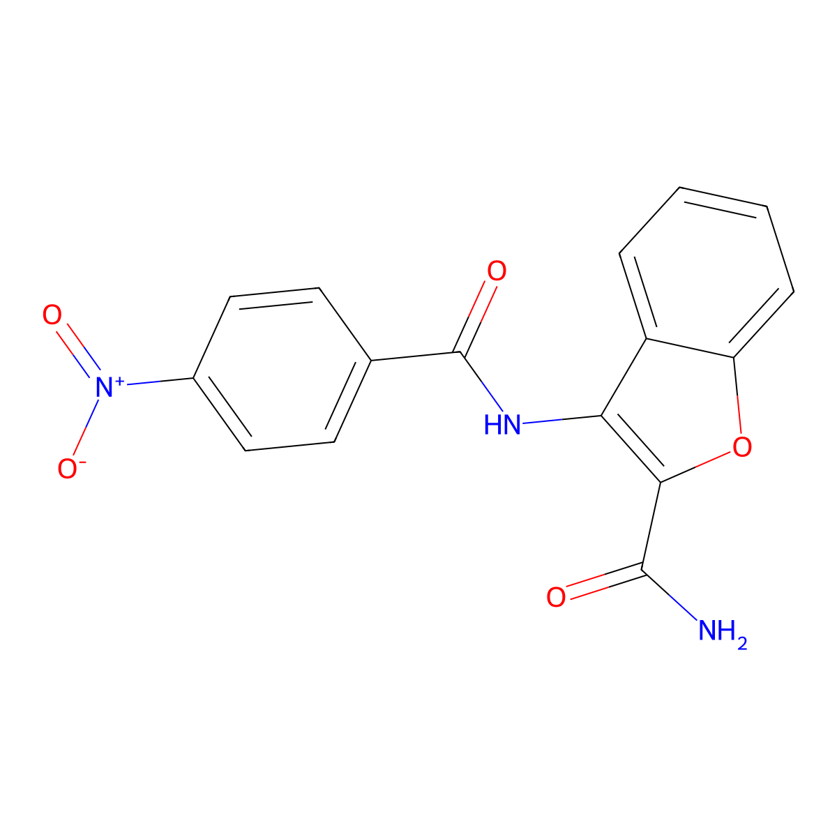 3-(4-Nitrobenzamido)benzofuran-2-carboxamide molecular structure, CAS 477510-91-1
