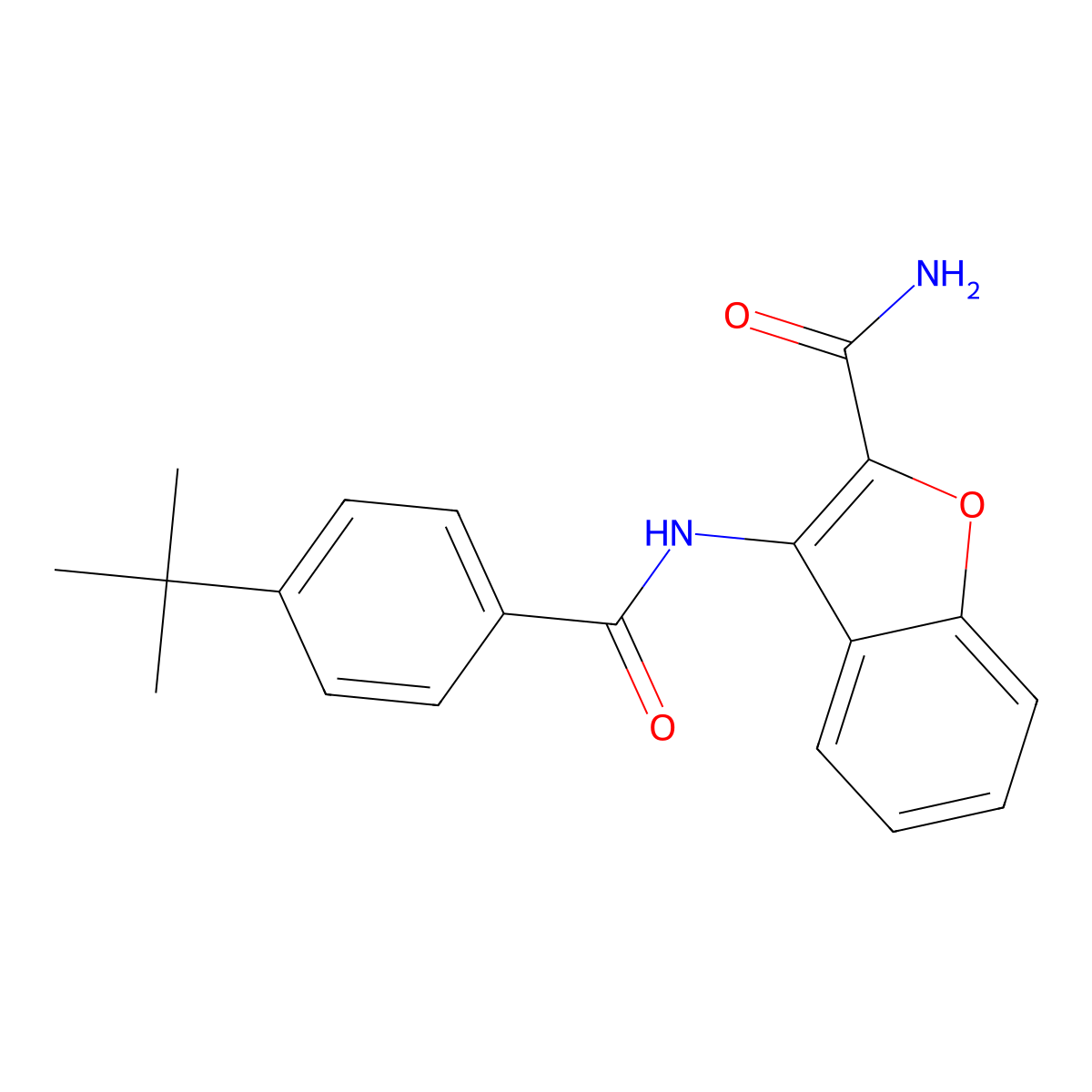 3-(4-(Tert-butyl)benzamido)benzofuran-2-carboxamide molecular structure, CAS 477510-97-7