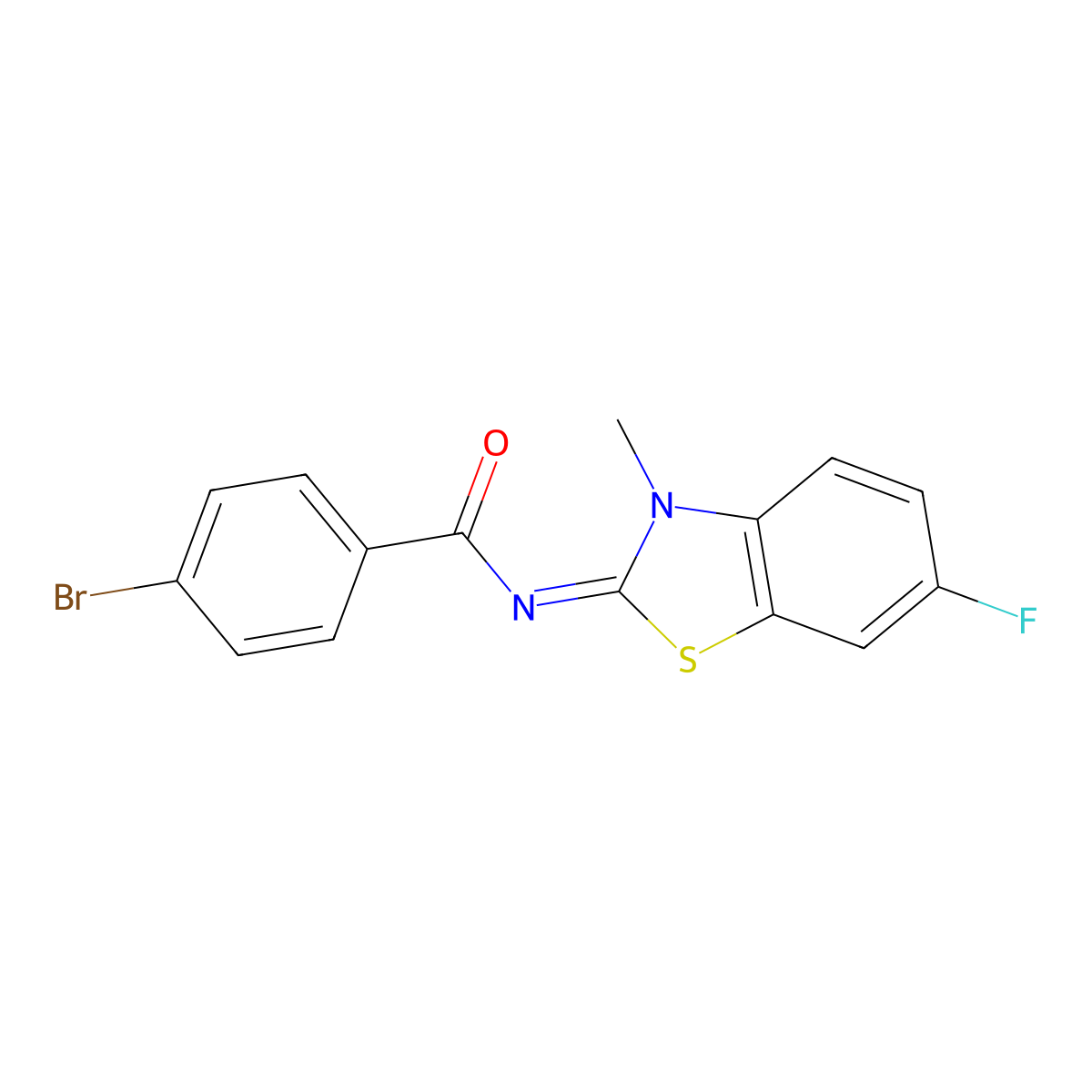 (E)-4-bromo-N-(6-fluoro-3-methylbenzo[d]thiazol-2(3H)-ylidene)benzamide molecular structure, CAS 477511-10-7