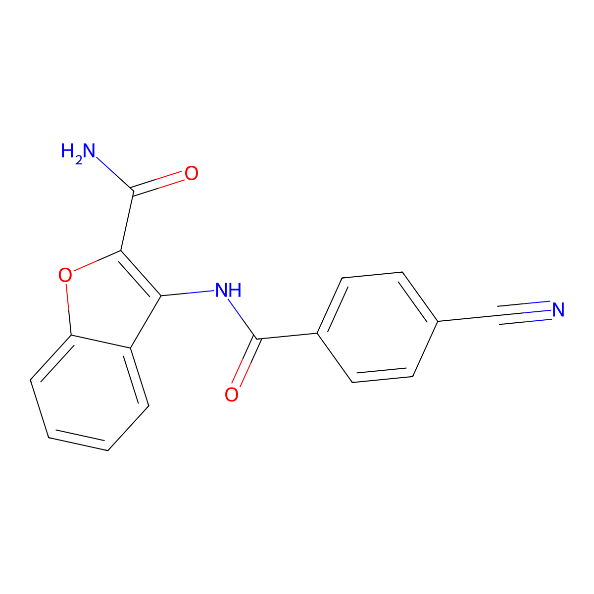 3-(4-Cyanobenzamido)benzofuran-2-carboxamide molecular structure, CAS 477511-49-2
