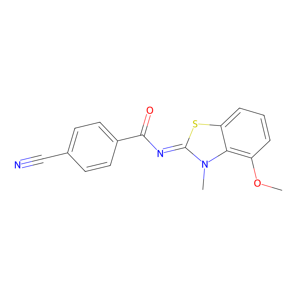 (E)-4-cyano-N-(4-methoxy-3-methylbenzo[d]thiazol-2(3H)-ylidene)benzamide molecular structure, CAS 477511-50-5