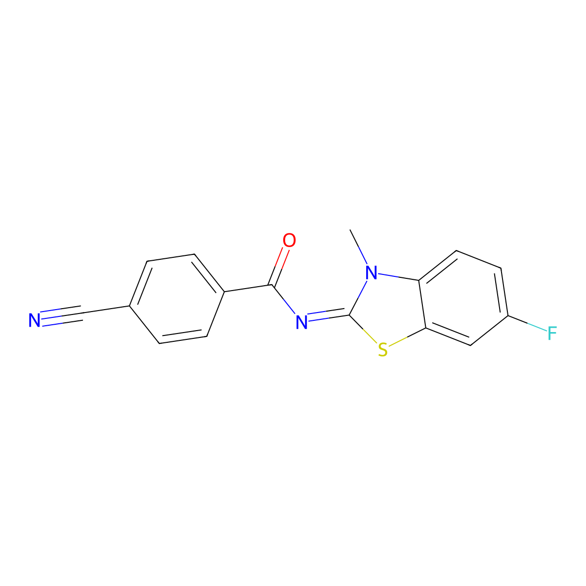 (E)-4-cyano-N-(6-fluoro-3-methylbenzo[d]thiazol-2(3H)-ylidene)benzamide molecular structure, CAS 477511-51-6