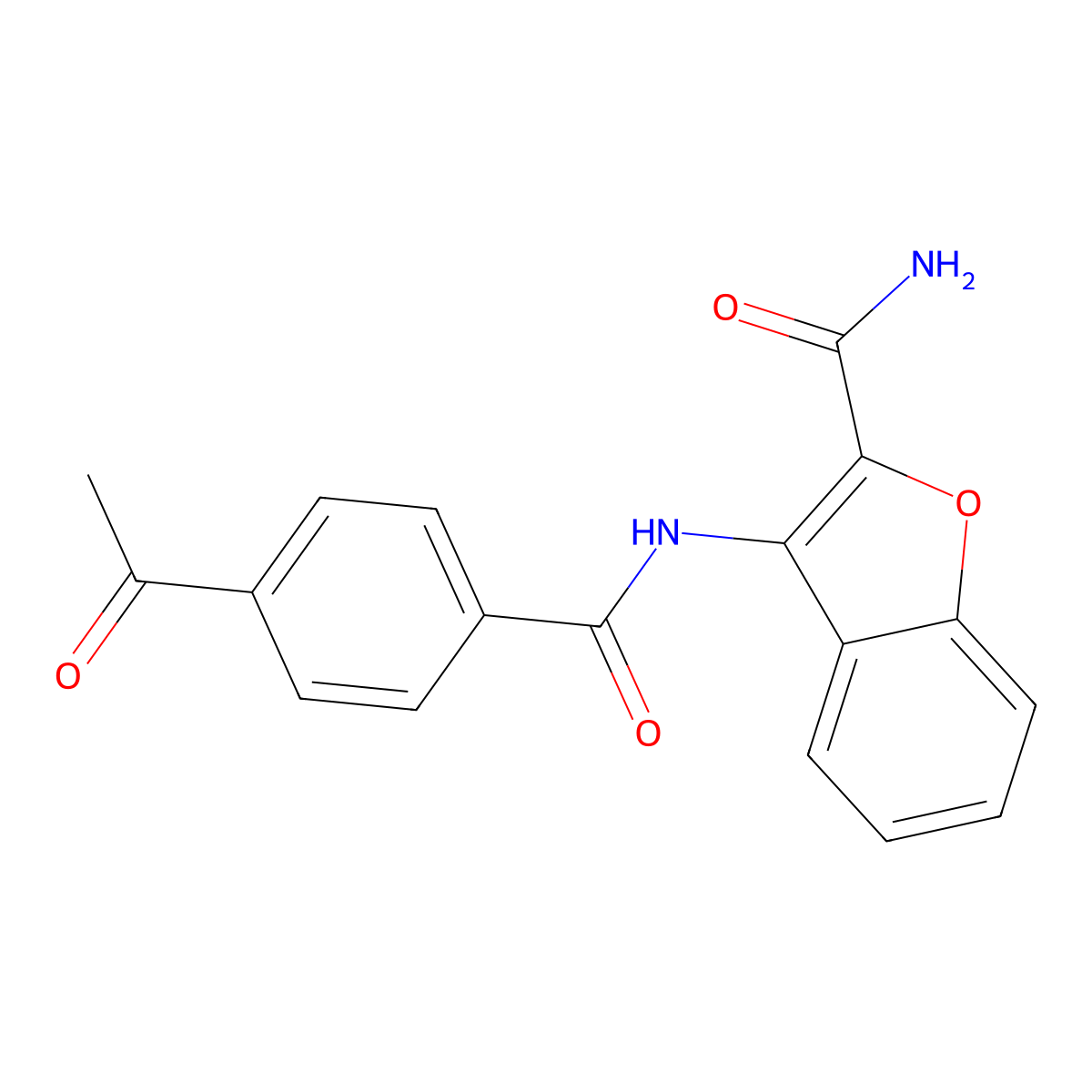 3-(4-Acetylbenzamido)benzofuran-2-carboxamide molecular structure, CAS 477511-52-7