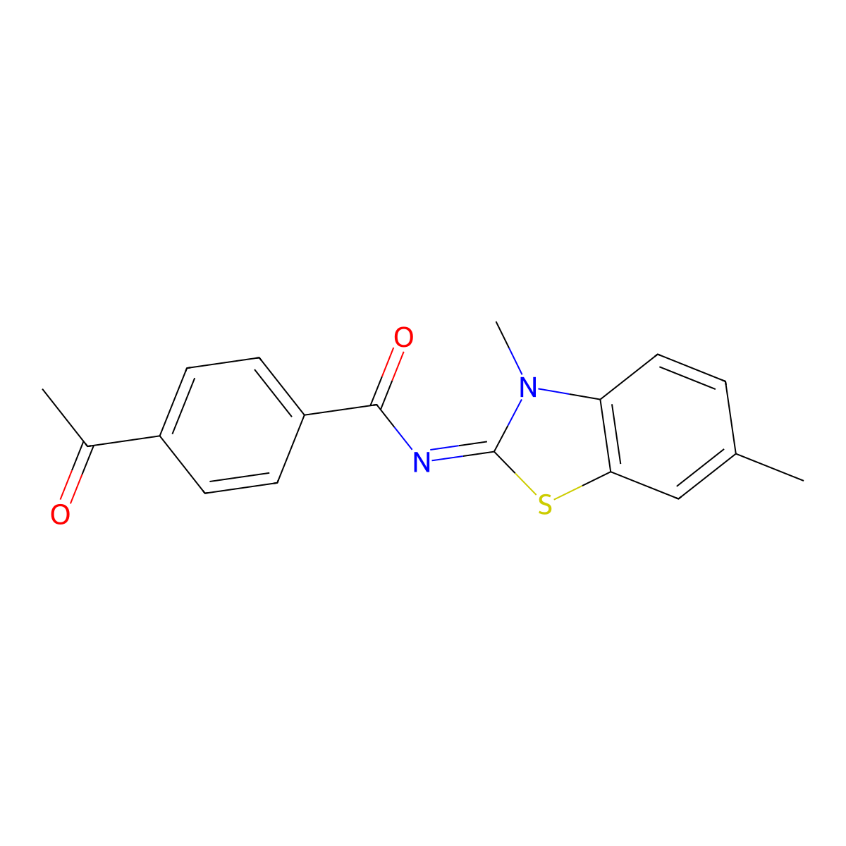 4-acetyl-N-(3,6-dimethyl-1,3-benzothiazol-2-ylidene)benzamide molecular structure, CAS 477511-54-9