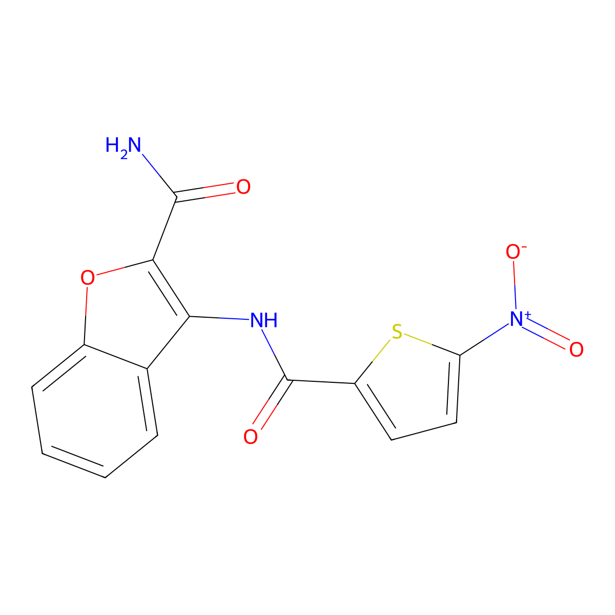 3-(5-Nitrothiophene-2-carboxamido)benzofuran-2-carboxamide molecular structure, CAS 477511-56-1