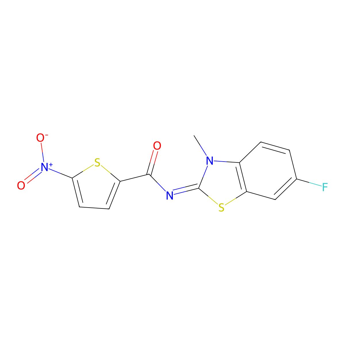 (E)-N-(6-fluoro-3-methylbenzo[d]thiazol-2(3H)-ylidene)-5-nitrothiophene-2-carboxamide molecular structure, CAS 477511-59-4