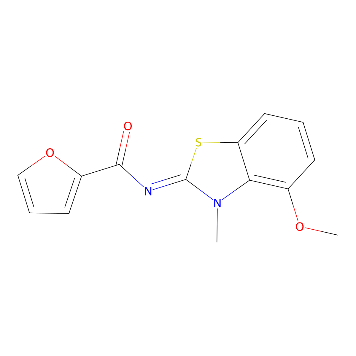 (E)-N-(4-methoxy-3-methylbenzo[d]thiazol-2(3H)-ylidene)furan-2-carboxamide molecular structure, CAS 477511-61-8