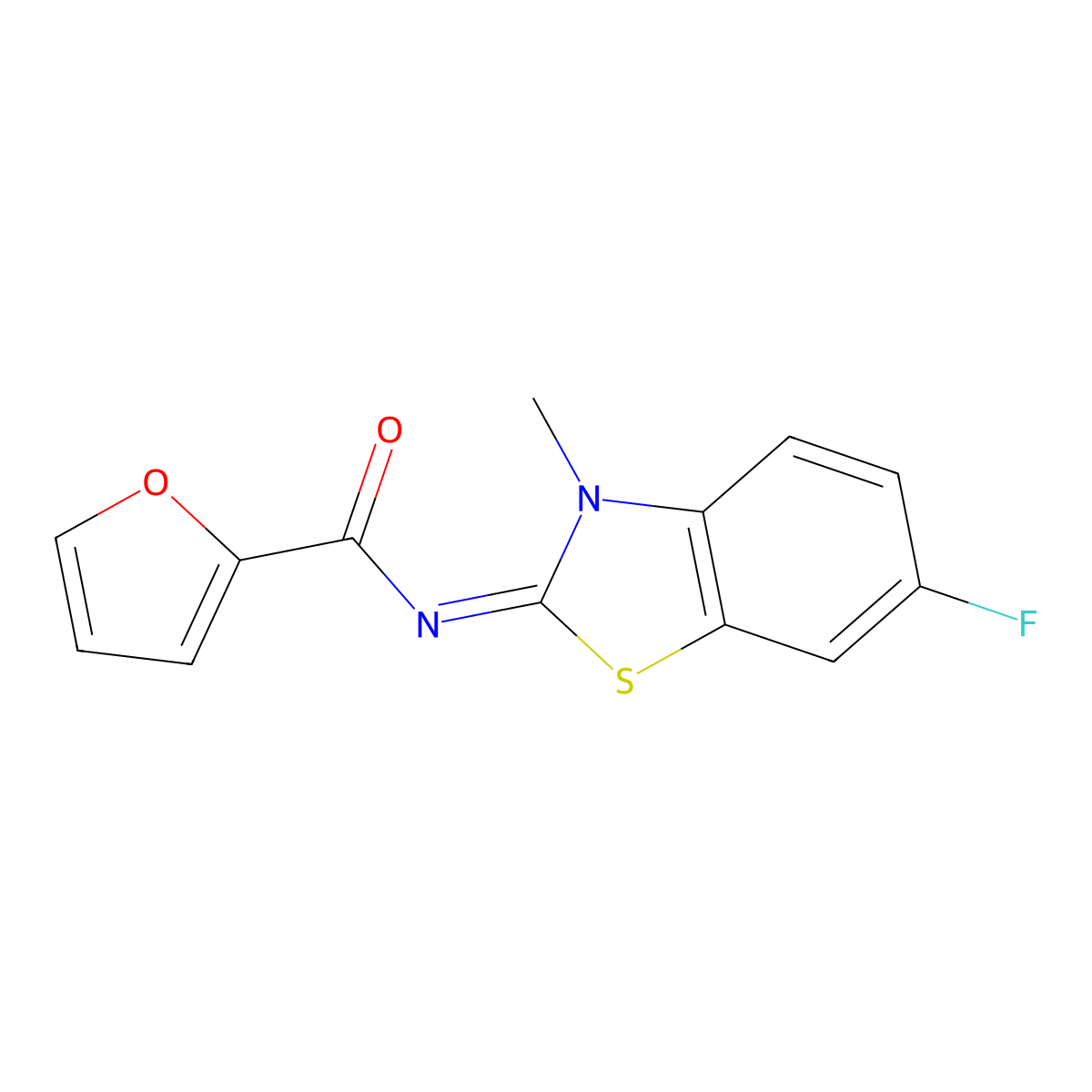 N-(6-fluoro-3-methyl-1,3-benzothiazol-2-ylidene)furan-2-carboxamide molecular structure, CAS 477511-63-0