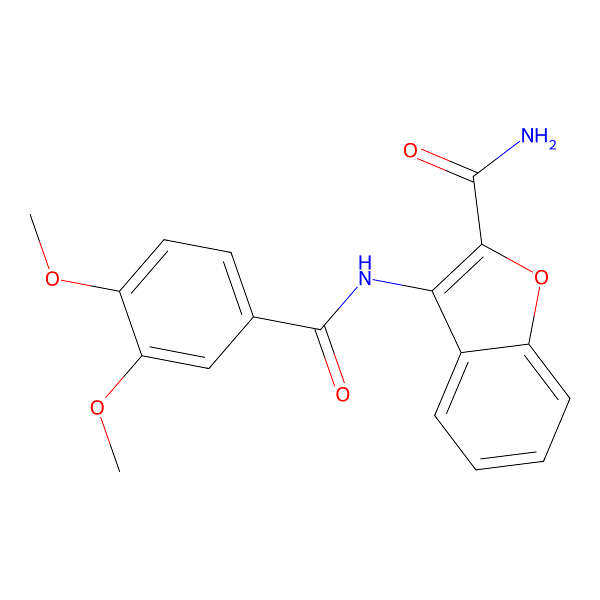 3-(3,4-Dimethoxybenzamido)benzofuran-2-carboxamide molecular structure, CAS 477511-85-6