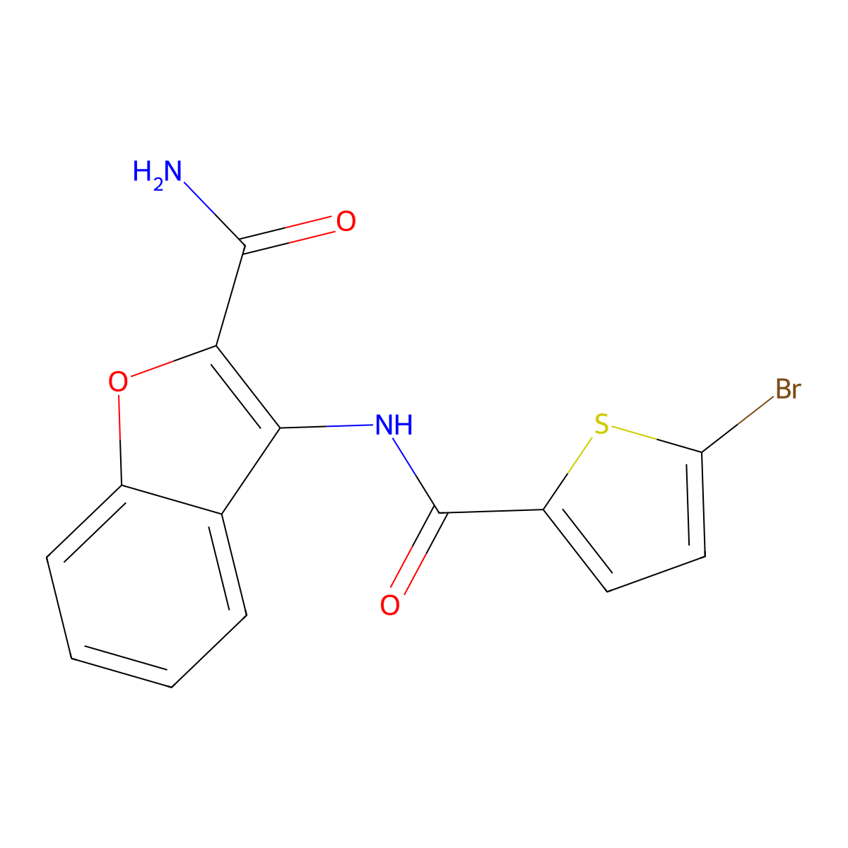 3-(5-Bromothiophene-2-carboxamido)benzofuran-2-carboxamide molecular structure, CAS 477512-00-8