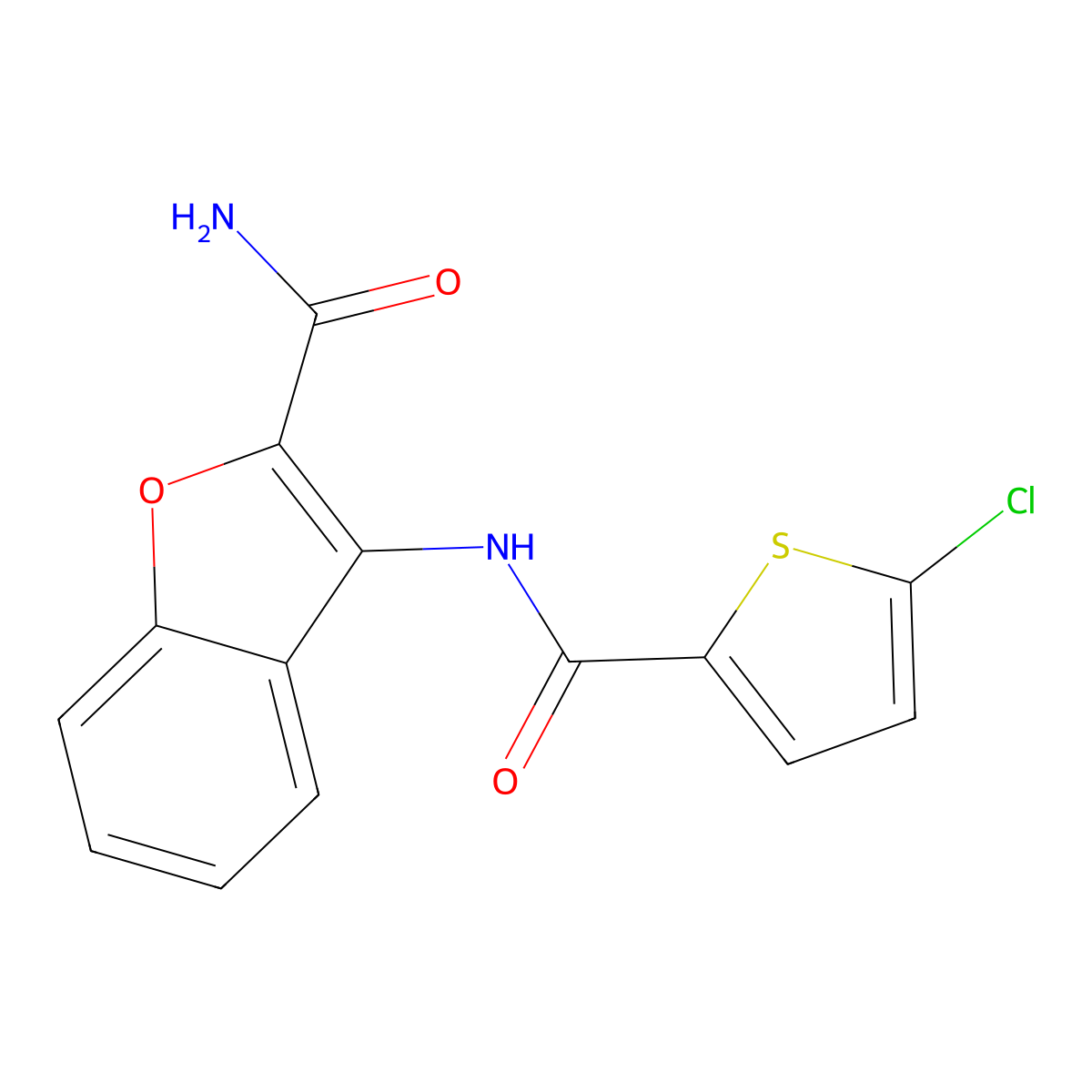 3-(5-Chlorothiophene-2-carboxamido)benzofuran-2-carboxamide molecular structure, CAS 477512-02-0