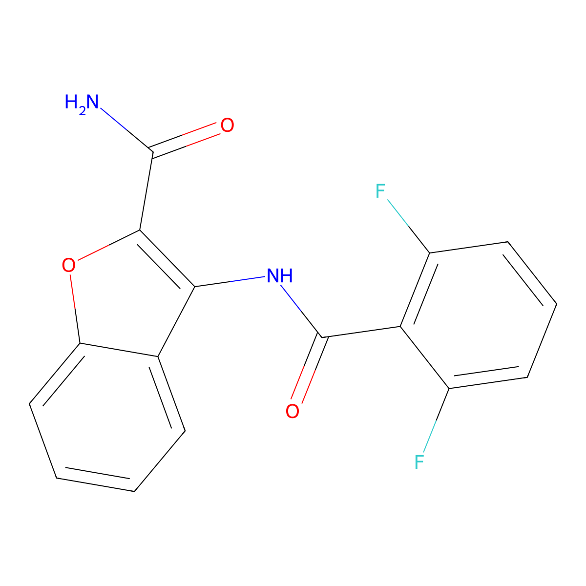 3-(2,6-Difluorobenzamido)benzofuran-2-carboxamide molecular structure, CAS 477512-17-7