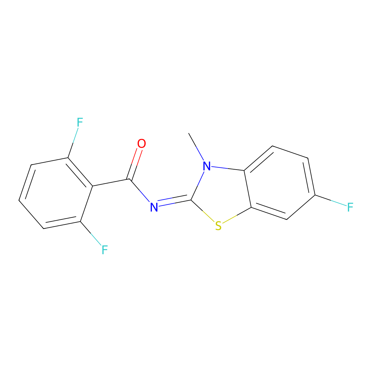 2,6-difluoro-N-(6-fluoro-3-methyl-1,3-benzothiazol-2-ylidene)benzamide molecular structure, CAS 477512-20-2