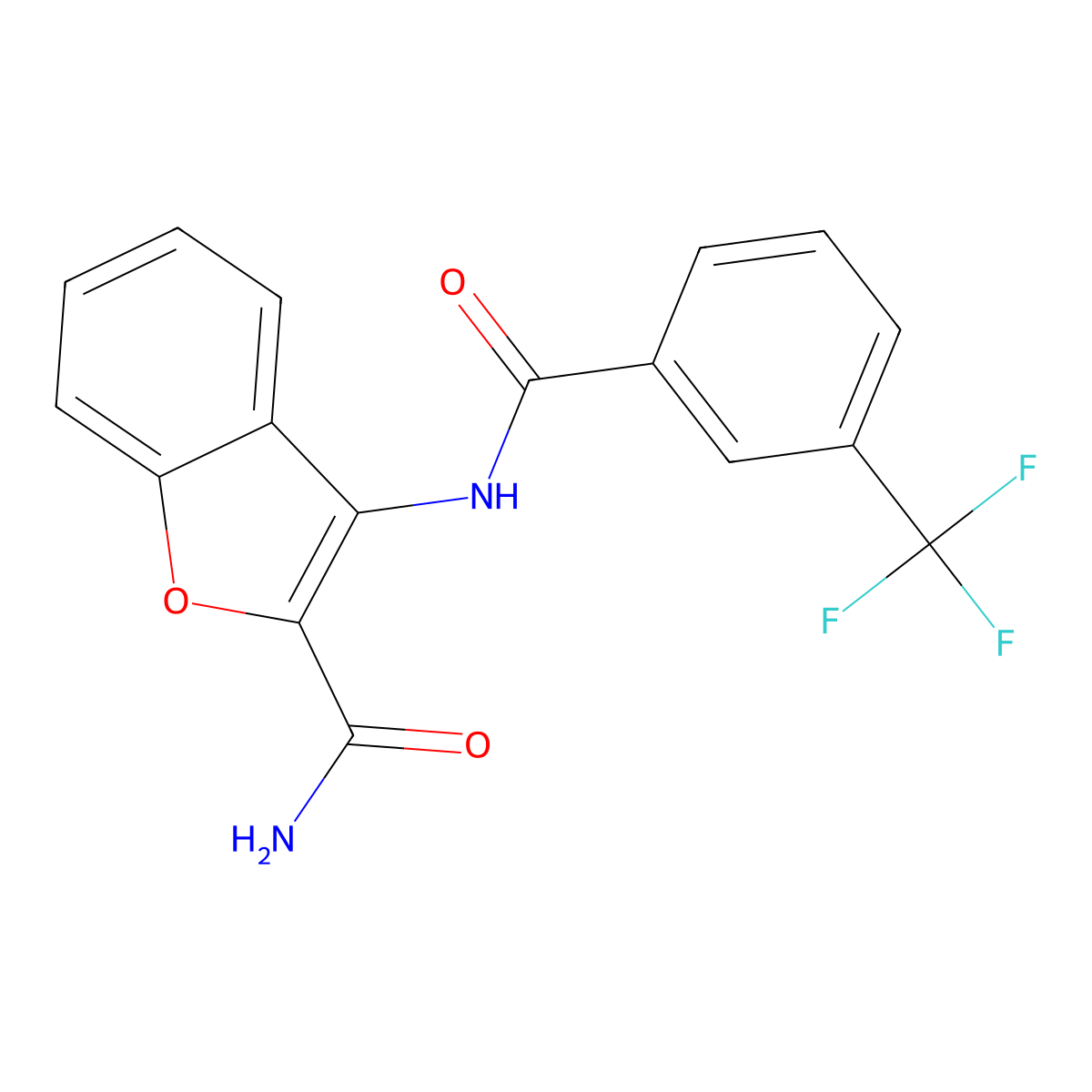 3-(3-(Trifluoromethyl)benzamido)benzofuran-2-carboxamide molecular structure, CAS 477512-22-4