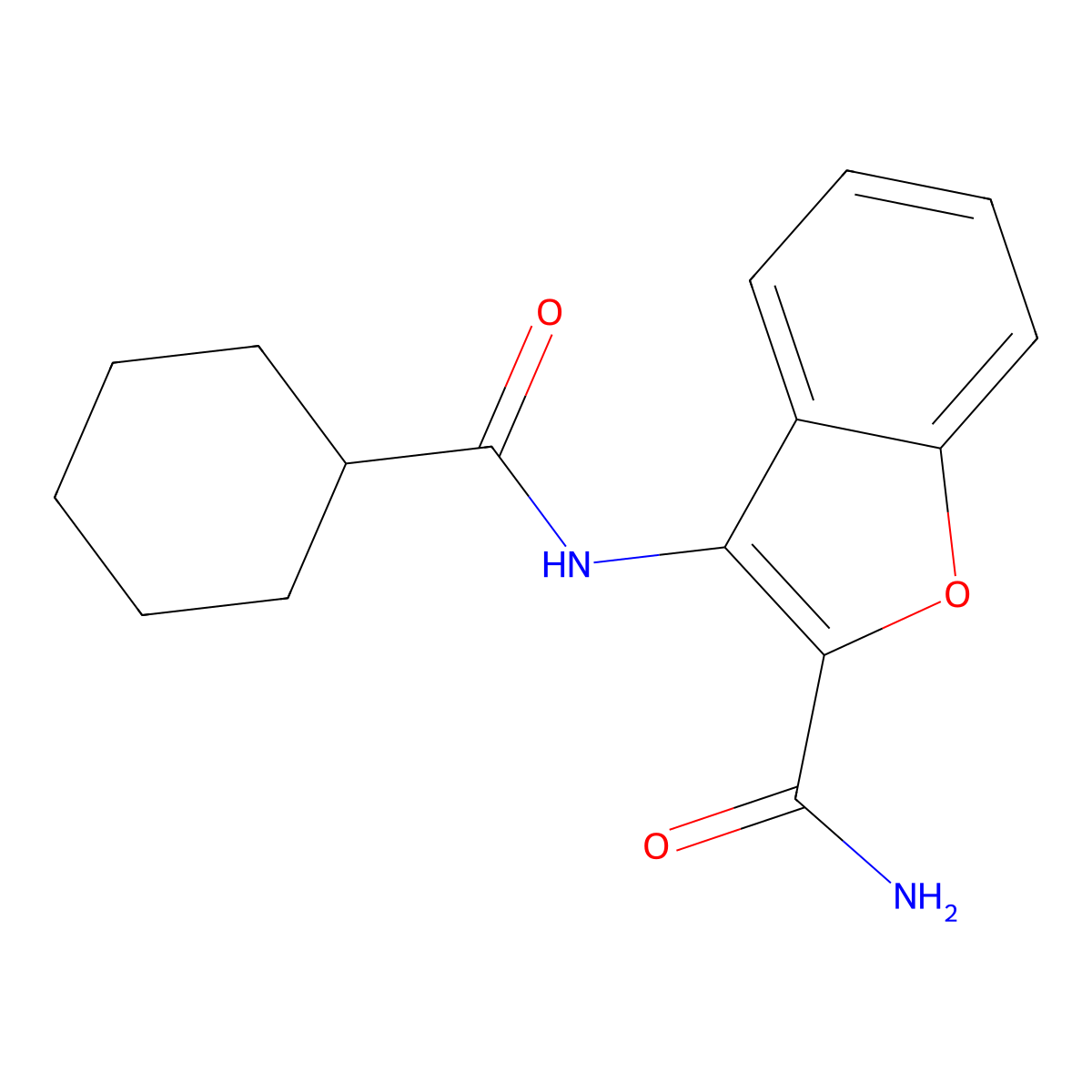 3-(Cyclohexanecarboxamido)benzofuran-2-carboxamide molecular structure, CAS 477512-29-1