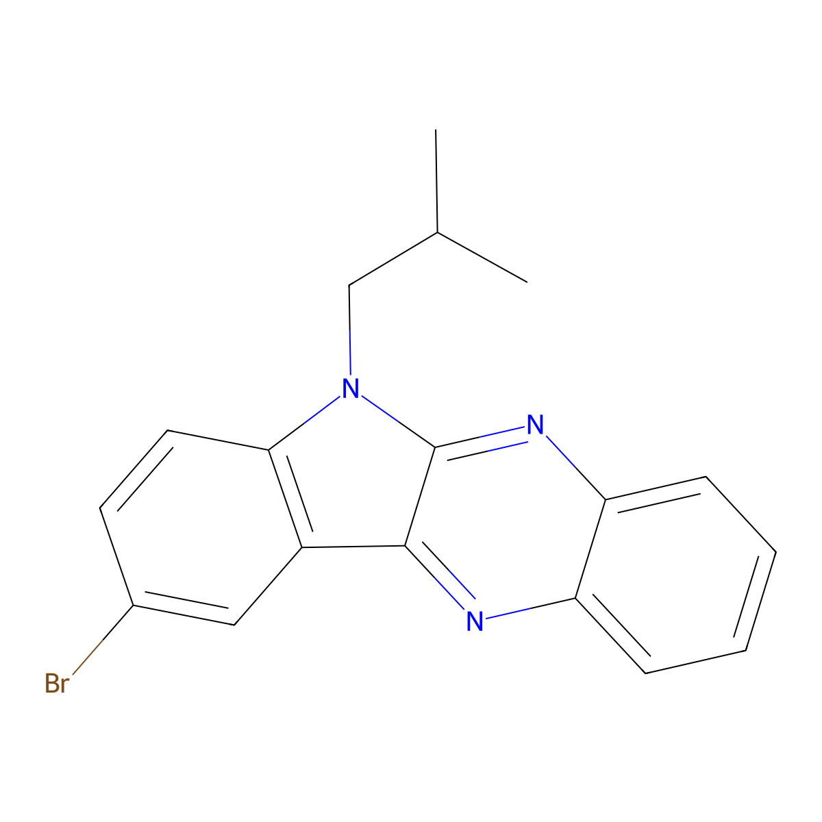 9-bromo-6-isobutyl-6H-indolo[2,3-b]quinoxaline molecular structure, CAS 477512-56-4