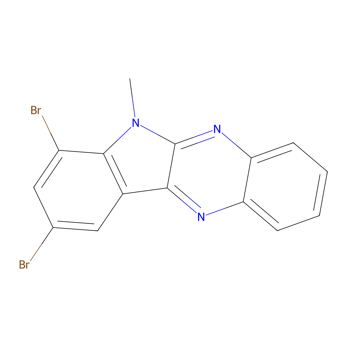 7,9-dibromo-6-methyl-6H-indolo[2,3-b]quinoxaline molecular structure, CAS 477512-63-3