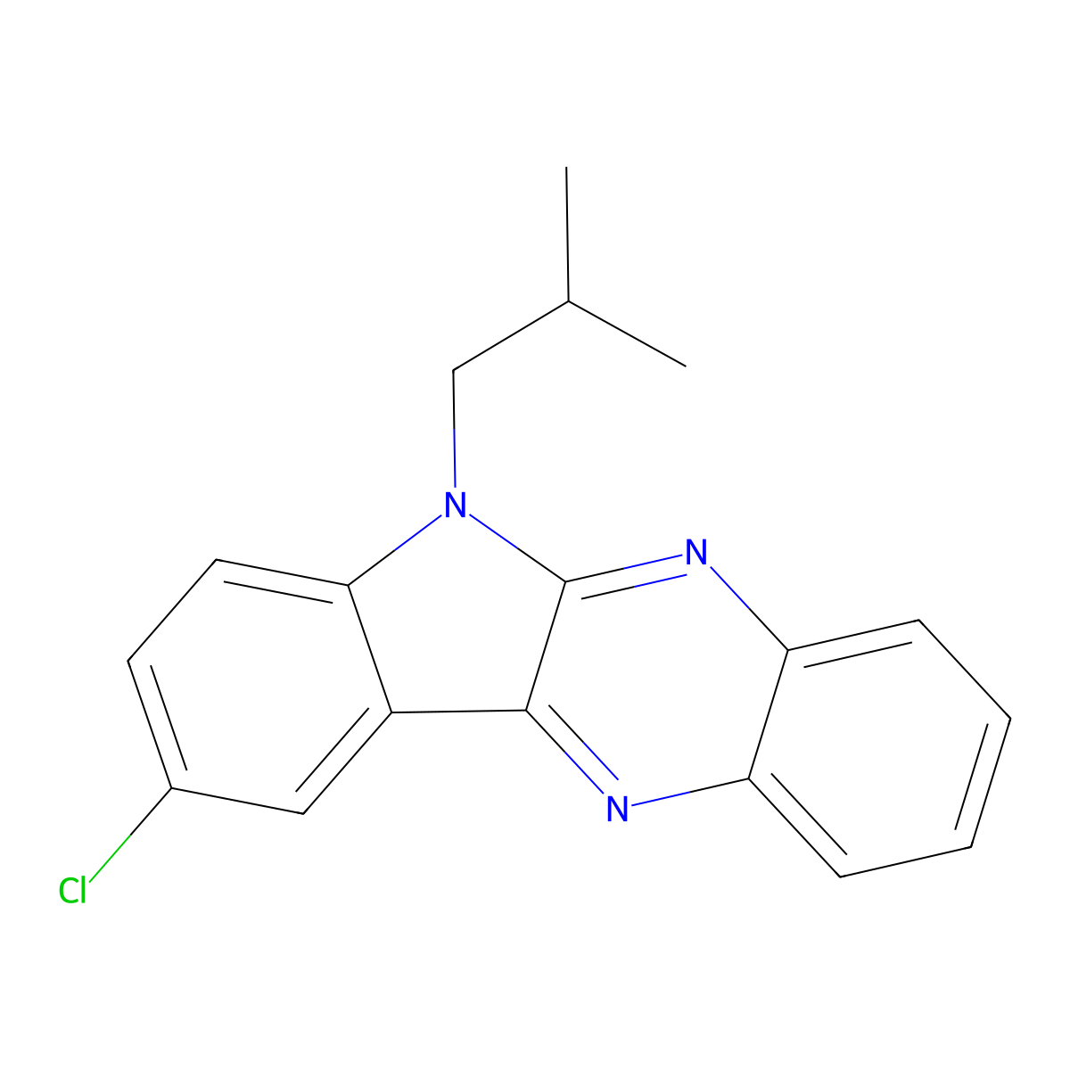 9-chloro-6-isobutyl-6H-indolo[2,3-b]quinoxaline molecular structure, CAS 477512-82-6