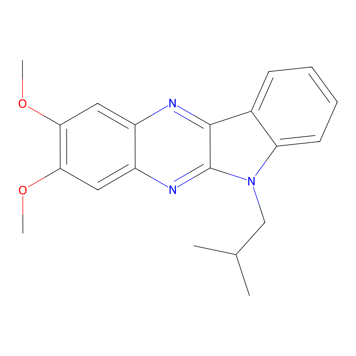 8,9-Dimethoxy-5-(2-methylpropyl)indolo[2,3-b]quinoxaline molecular structure, CAS 477513-87-4