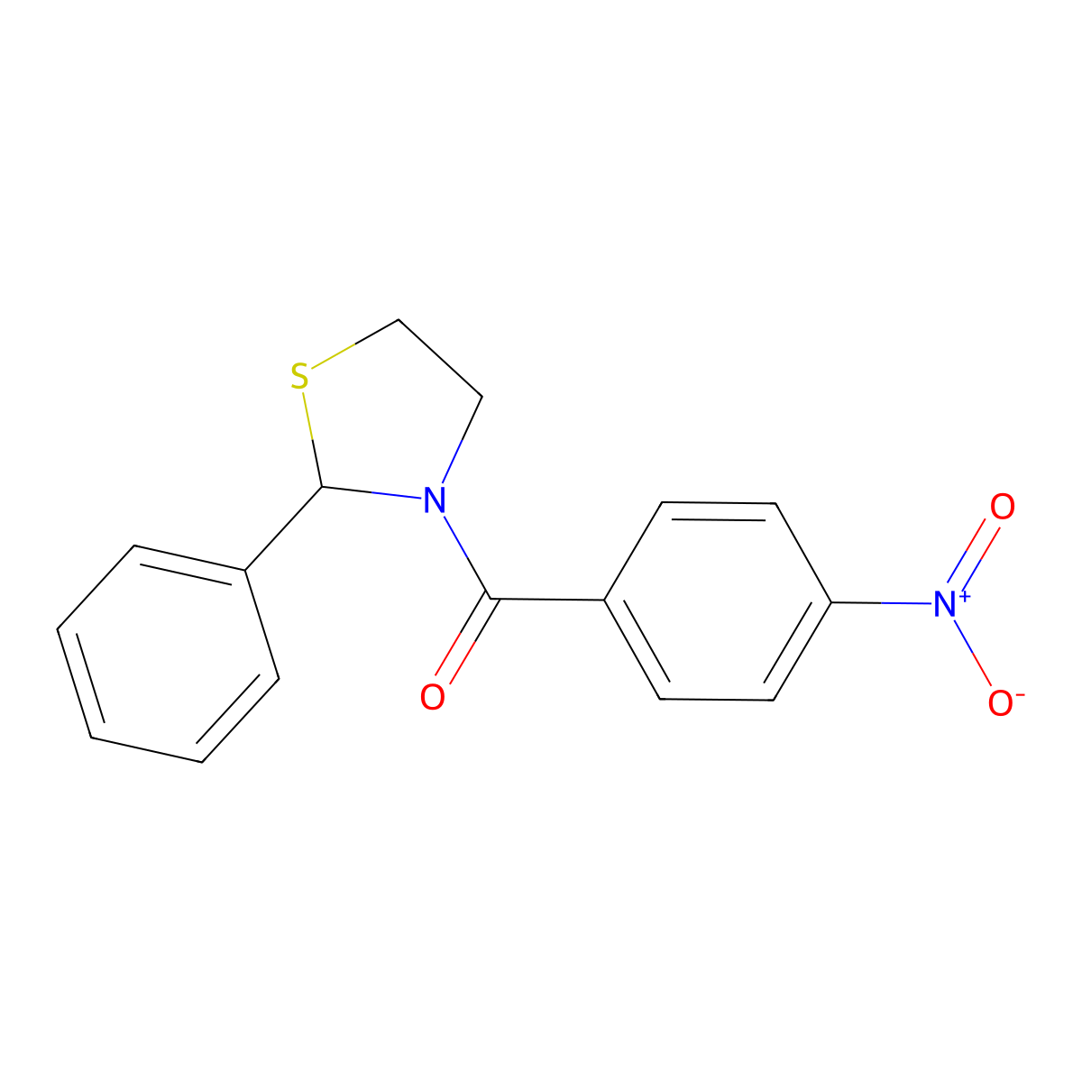 (4-Nitrophenyl)(2-phenylthiazolidin-3-yl)methanone molecular structure, CAS 477515-74-5