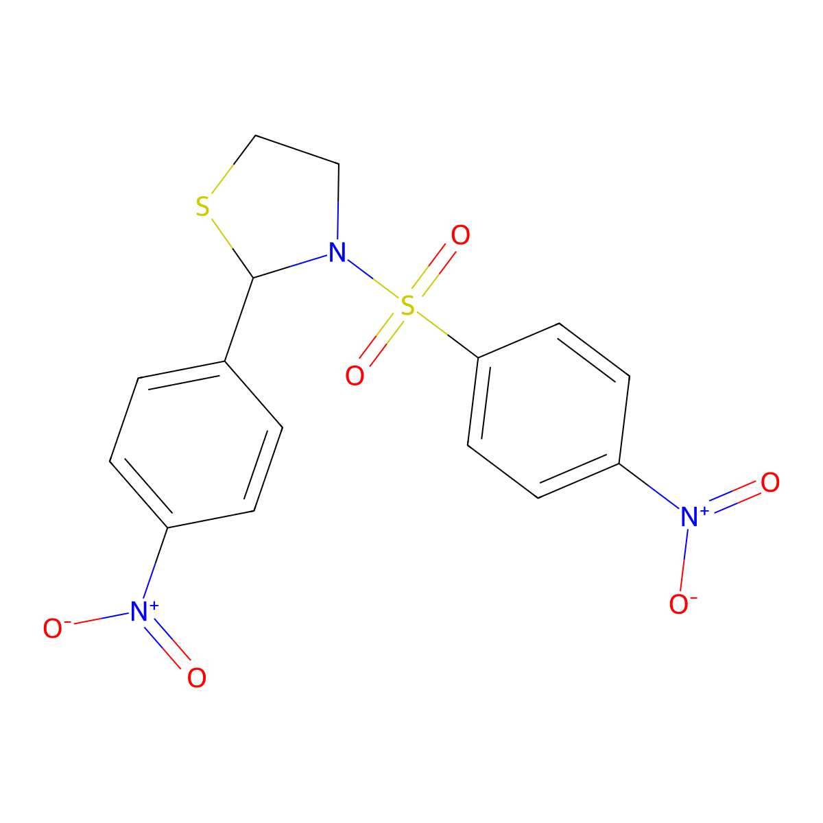 3-(4-Nitrobenzene-1-sulfonyl)-2-(4-nitrophenyl)-1,3-thiazolidine molecular structure, CAS 477516-04-4