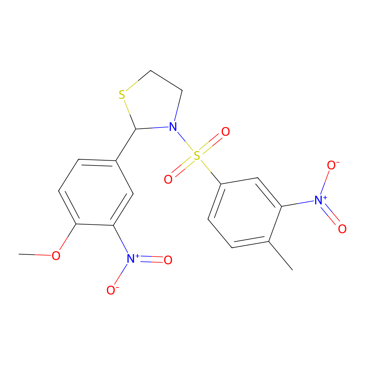2-(4-Methoxy-3-nitrophenyl)-3-(4-methyl-3-nitrobenzene-1-sulfonyl)-1,3-thiazolidine molecular structure, CAS 477516-31-7