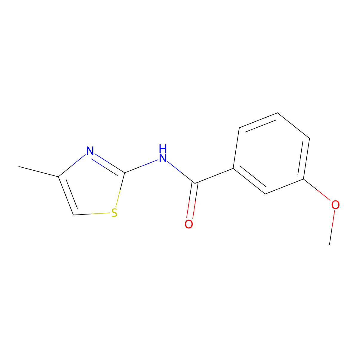 3-methoxy-N-(4-methylthiazol-2-yl)benzamide molecular structure, CAS 477516-34-0