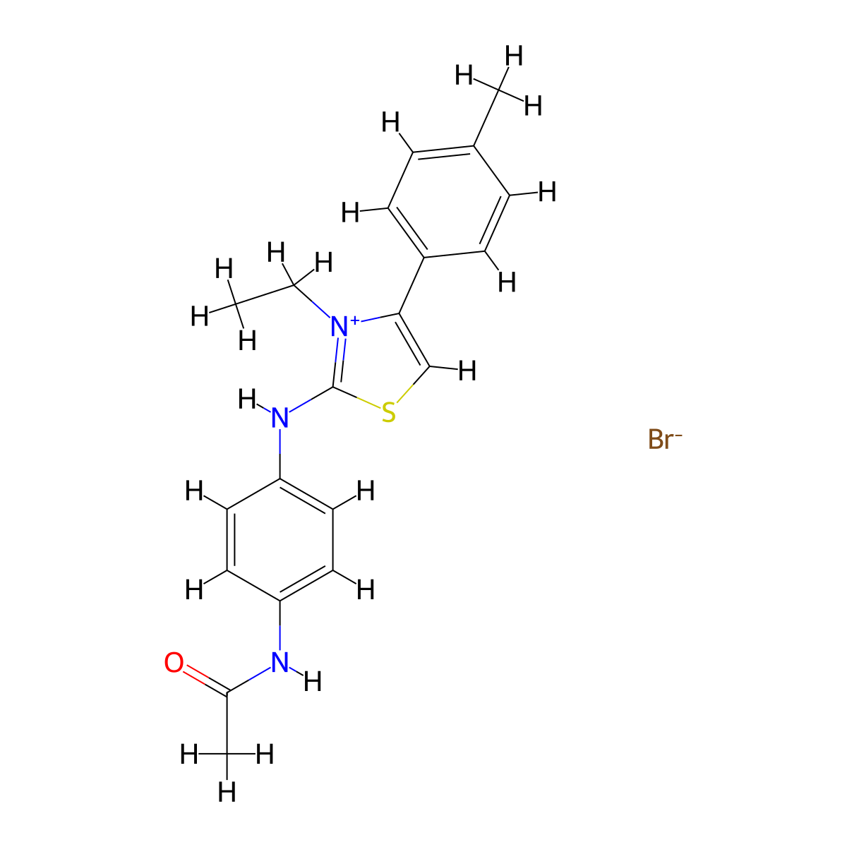 2-[(4-Acetamidophenyl)amino]-3-ethyl-4-(4-methylphenyl)-1,3-thiazol-3-ium bromide molecular structure, CAS 477525-36-3