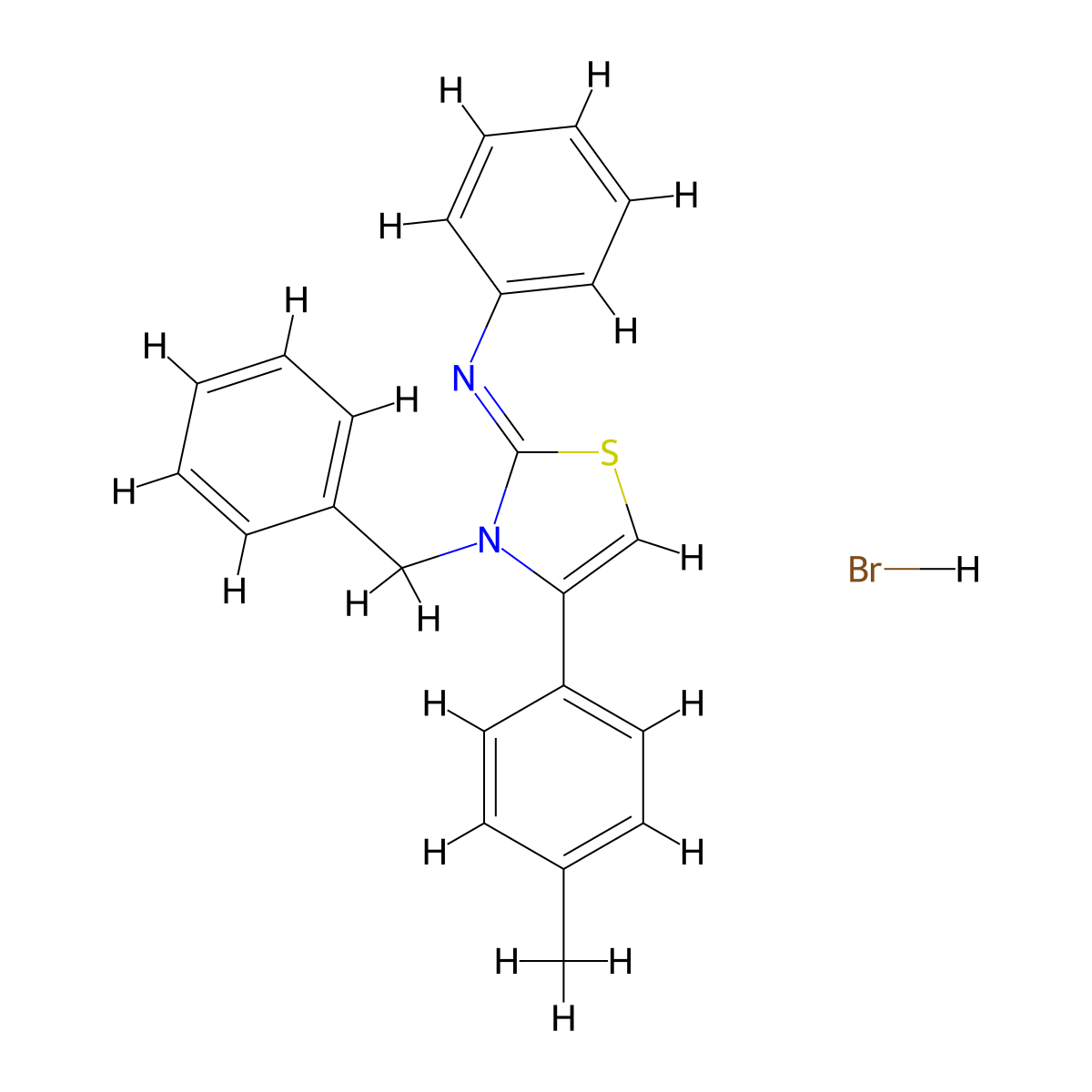 (Z)-N-(3-benzyl-4-(p-tolyl)thiazol-2(3H)-ylidene)aniline hydrobromide molecular structure, CAS 477525-50-1