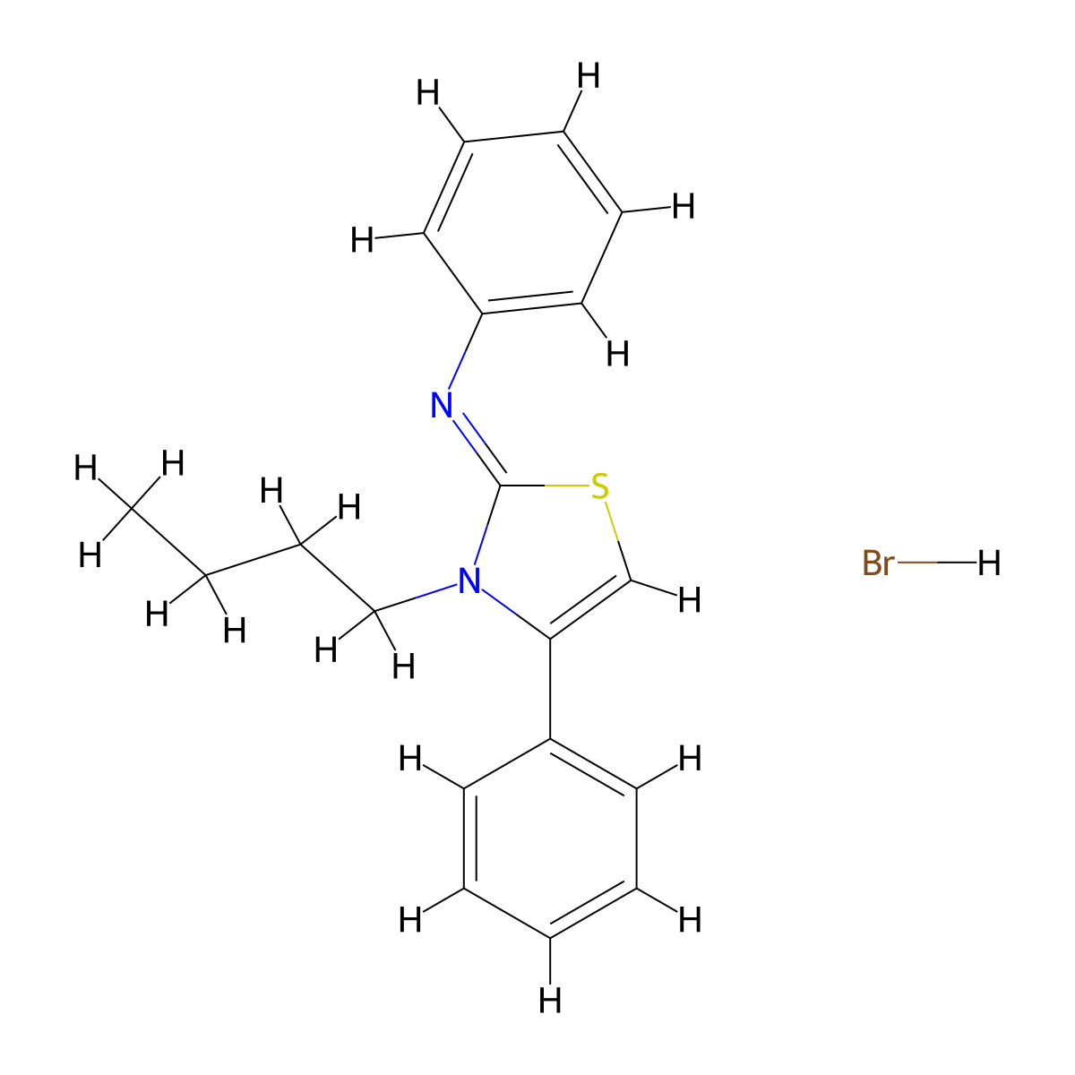 (Z)-N-(3-butyl-4-phenylthiazol-2(3H)-ylidene)aniline hydrobromide molecular structure, CAS 477525-52-3