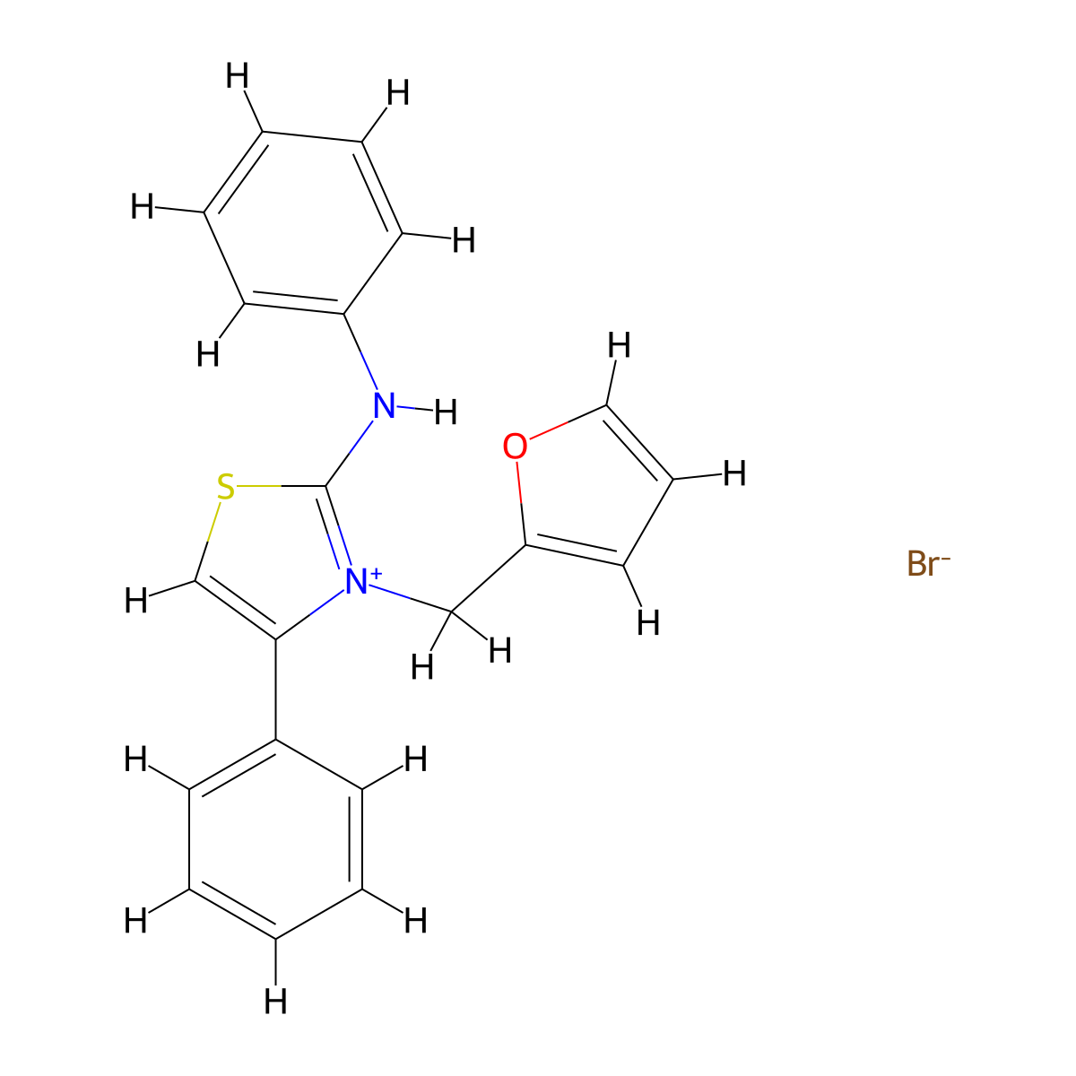 3-(Furan-2-ylmethyl)-4-phenyl-2-(phenylamino)thiazol-3-ium bromide molecular structure, CAS 477526-45-7