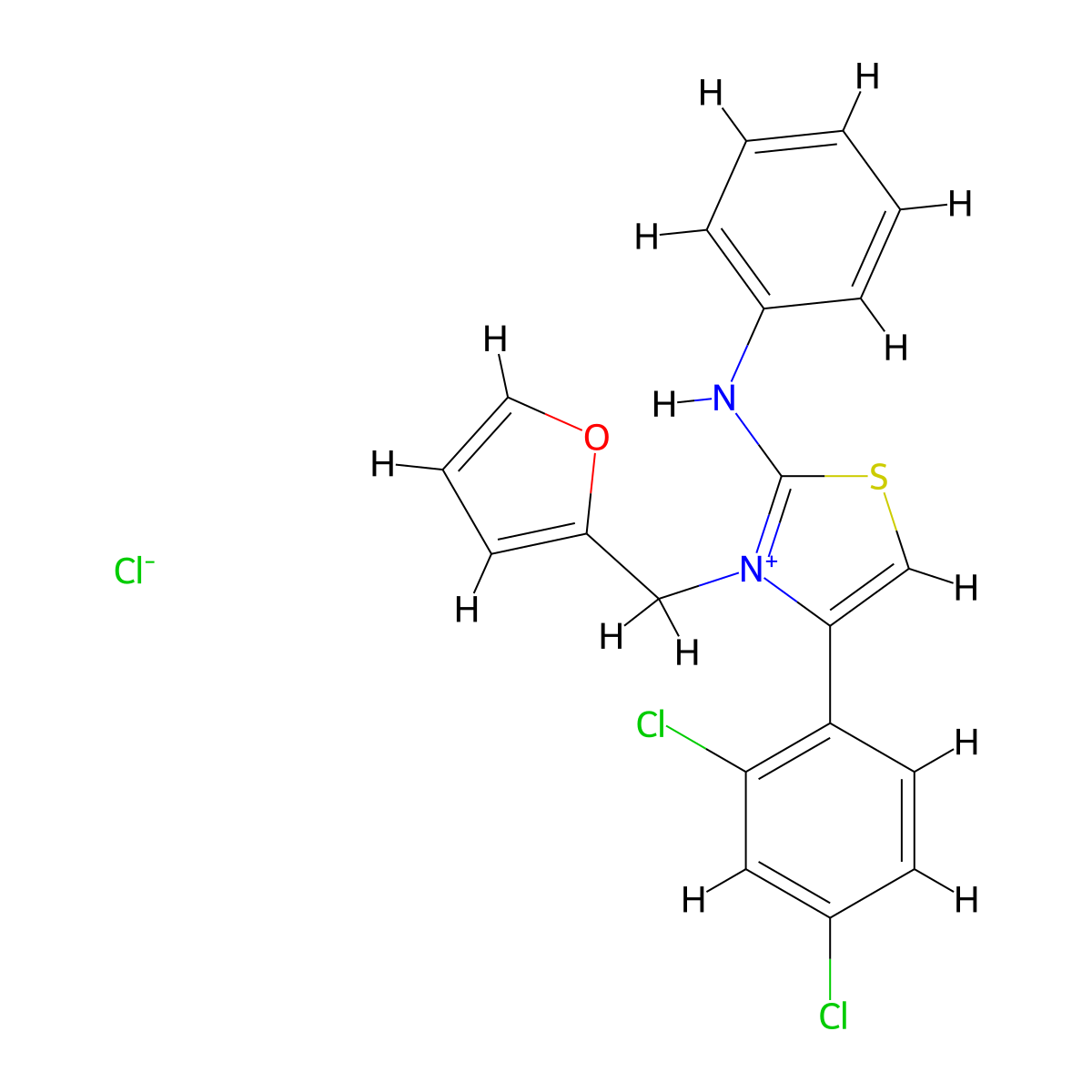 4-(2,4-Dichlorophenyl)-3-(furan-2-ylmethyl)-2-(phenylamino)thiazol-3-ium chloride molecular structure, CAS 477526-47-9