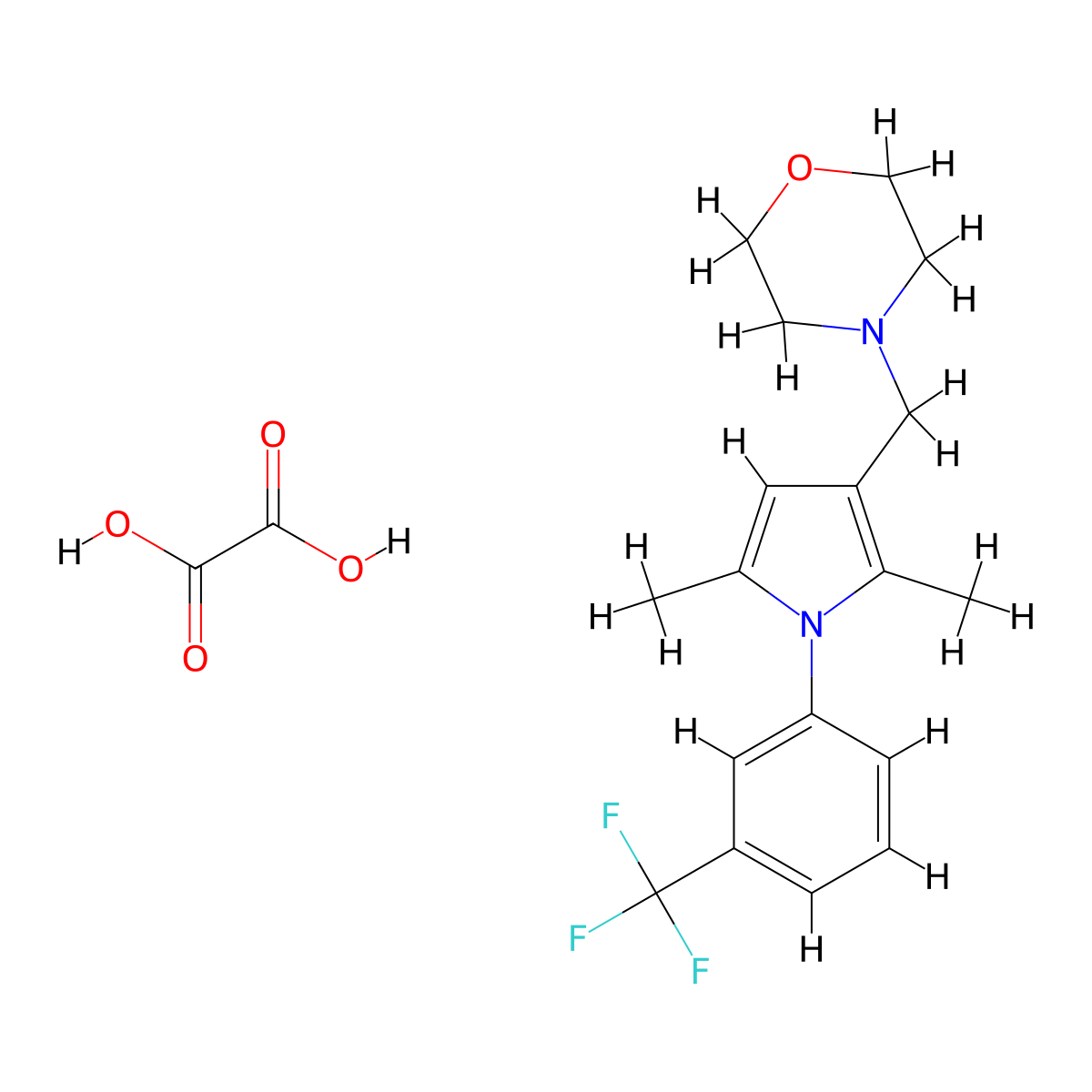 4-((2,5-dimethyl-1-(3-(trifluoromethyl)phenyl)-1H-pyrrol-3-yl)methyl)morpholine oxalate molecular structure, CAS 477526-82-2