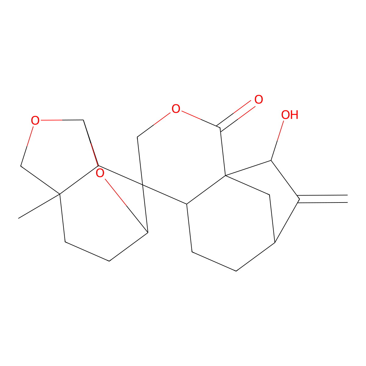 11-Hydroxy-4'-methyl-10-methylidenespiro[3-oxatricyclo[7.2.1.01,6]dodecane-5,9'-6,10-dioxatricyclo[5.2.1.04,8]decane]-2-one molecular structure, CAS 477529-70-7