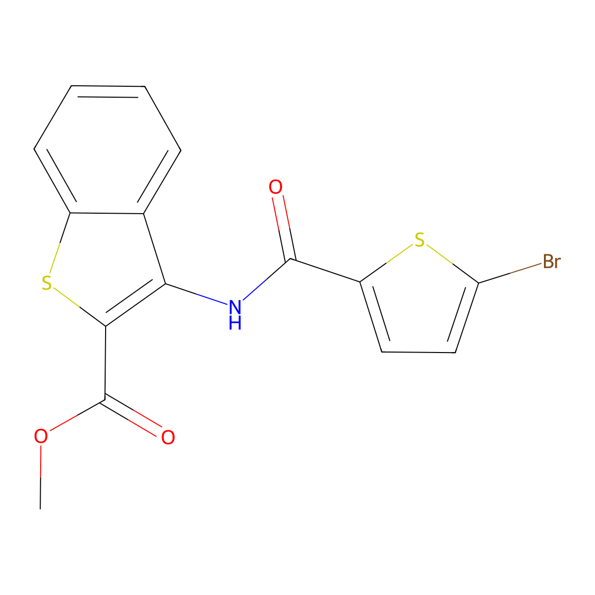 Methyl 3-(5-bromothiophene-2-carboxamido)benzo[b]thiophene-2-carboxylate molecular structure, CAS 477534-72-8