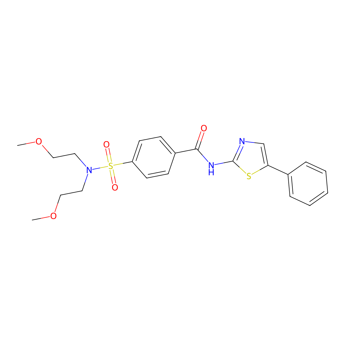 4-[bis(2-methoxyethyl)sulfamoyl]-N-(5-phenyl-1,3-thiazol-2-yl)benzamide molecular structure, CAS 477534-79-5