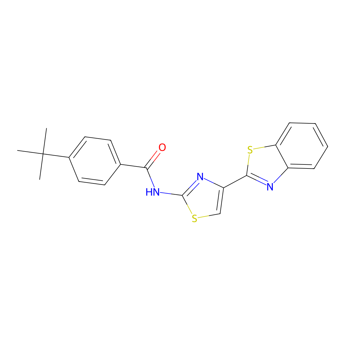 N-[4-(1,3-benzothiazol-2-yl)-1,3-thiazol-2-yl]-4-tert-butylbenzamide molecular structure, CAS 477535-09-4