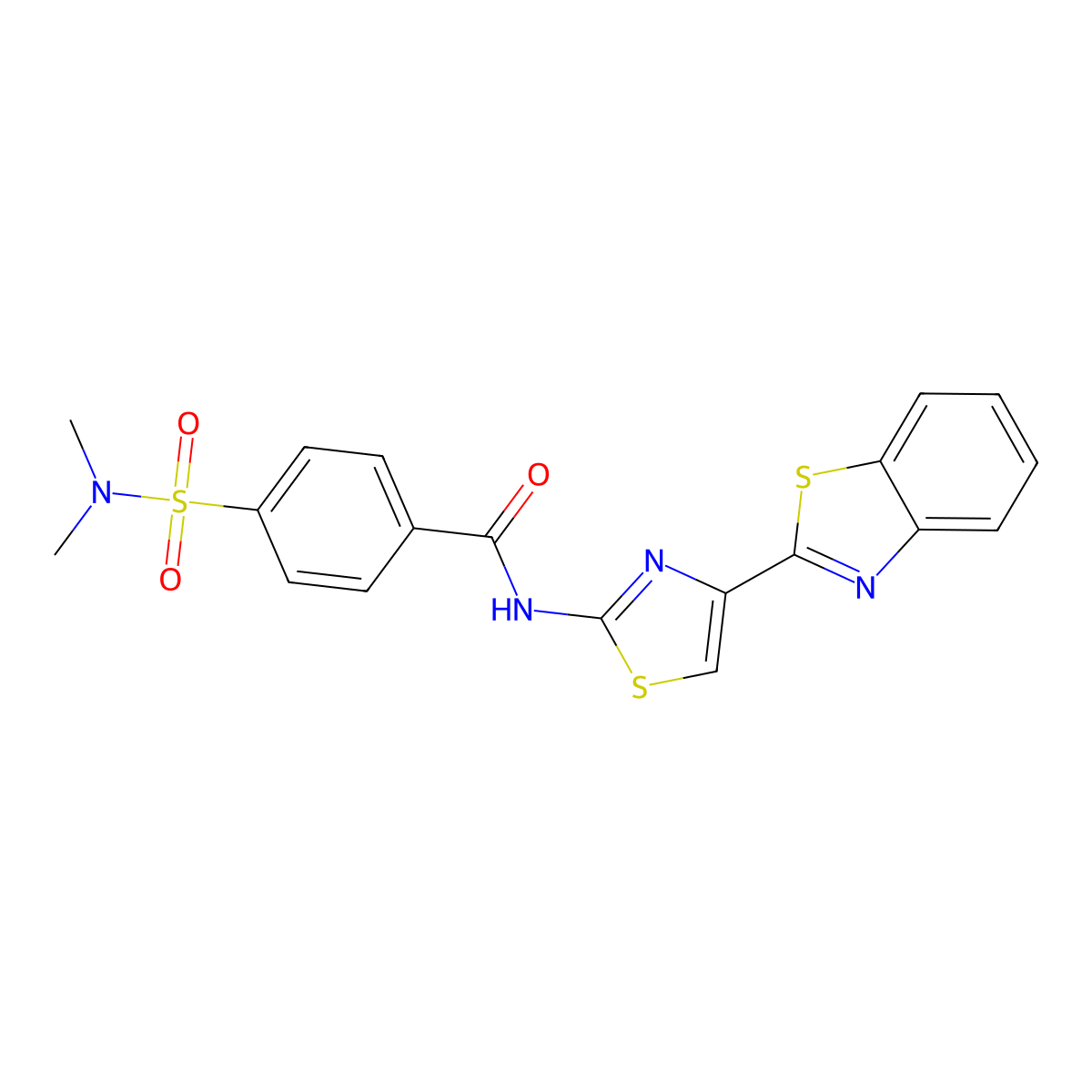N-[4-(1,3-benzothiazol-2-yl)-1,3-thiazol-2-yl]-4-(dimethylsulfamoyl)benzamide molecular structure, CAS 477535-11-8